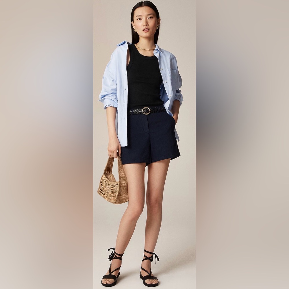 J Crew Navy Blue Shorts 12 Chino 4" Heritage Classic 97% Cotton 3% Elastane
